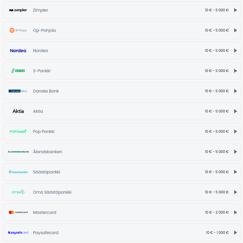 Cazimbo Maksutavat ja kotiutus